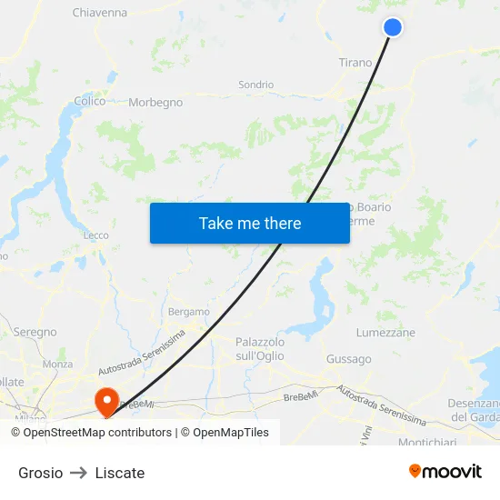 Grosio to Liscate map