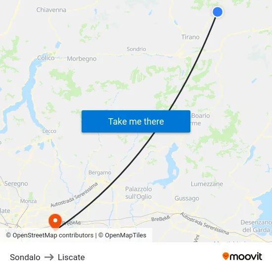 Sondalo to Liscate map