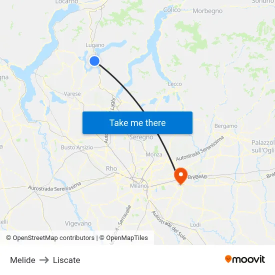 Melide to Liscate map