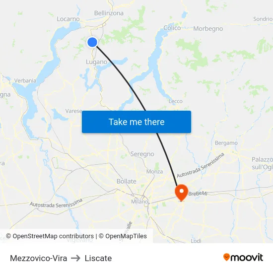Mezzovico-Vira to Liscate map
