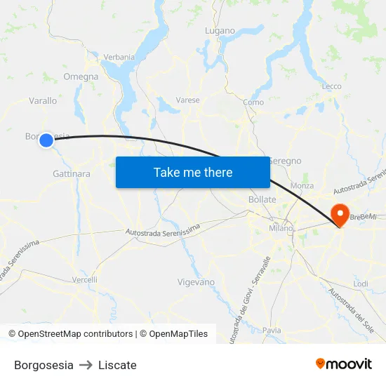 Borgosesia to Liscate map