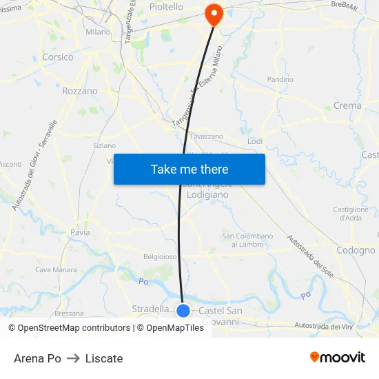 Arena Po to Liscate map