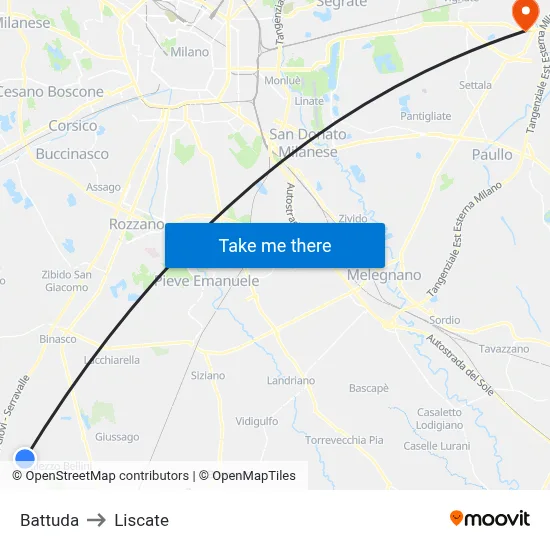 Battuda to Liscate map
