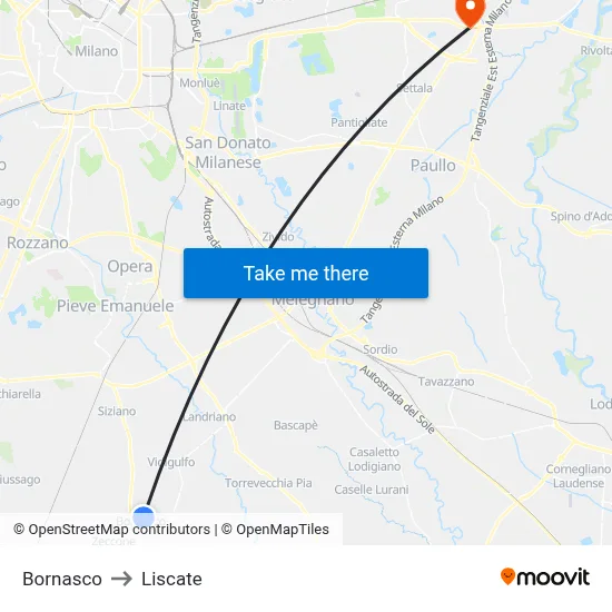 Bornasco to Liscate map