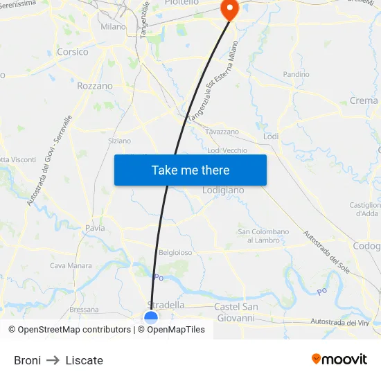 Broni to Liscate map