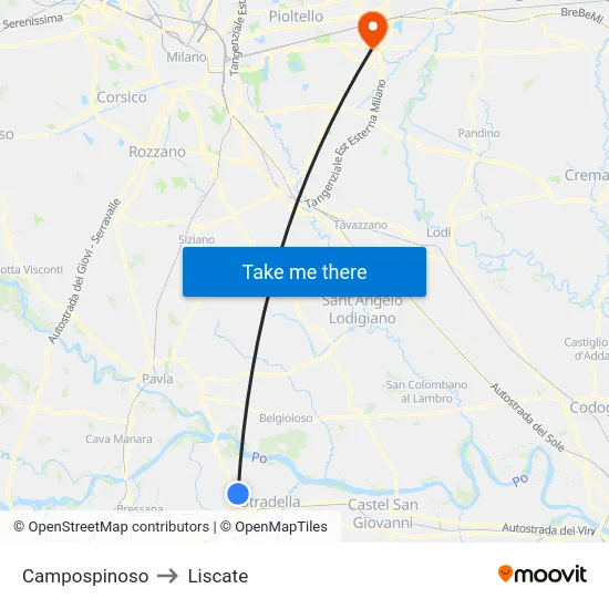 Campospinoso to Liscate map