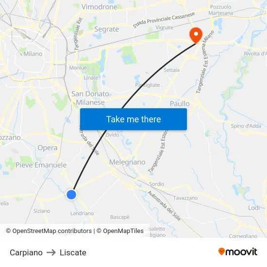 Carpiano to Liscate map