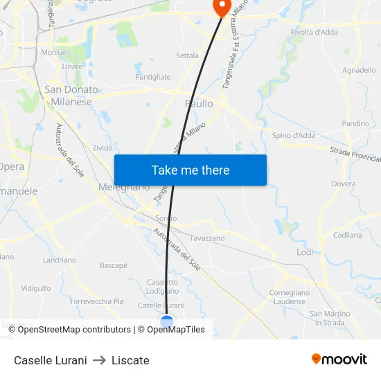 Caselle Lurani to Liscate map