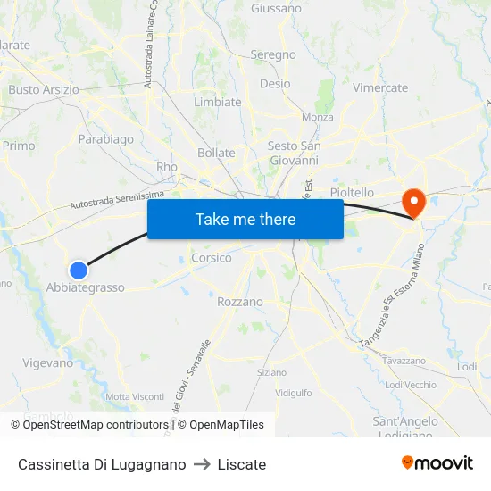Cassinetta Di Lugagnano to Liscate map