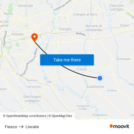 Fiesco to Liscate map