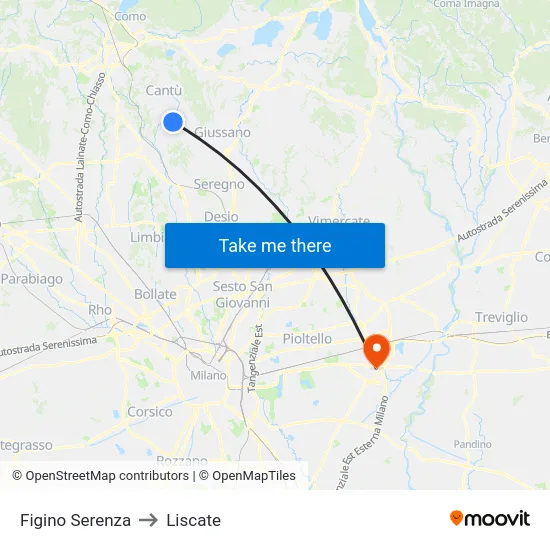 Figino Serenza to Liscate map