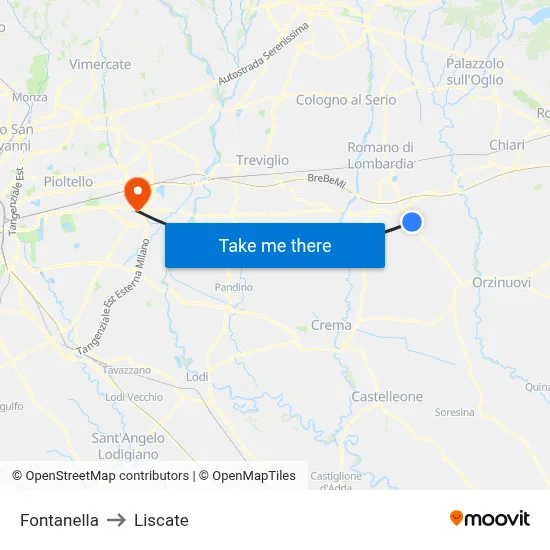 Fontanella to Liscate map