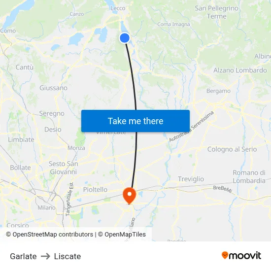 Garlate to Liscate map