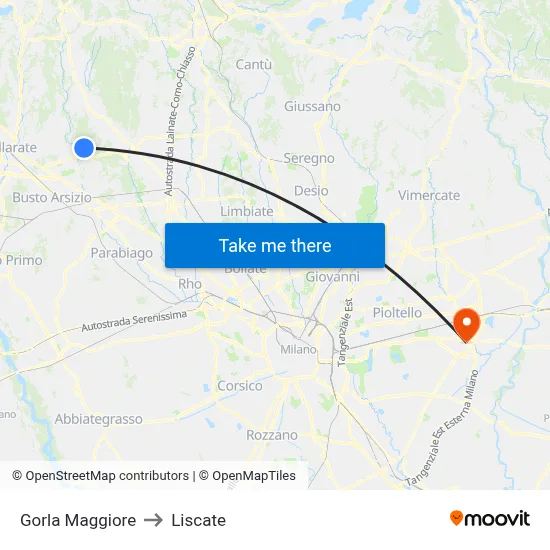 Gorla Maggiore to Liscate map
