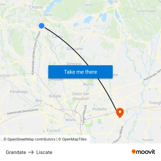 Grandate to Liscate map