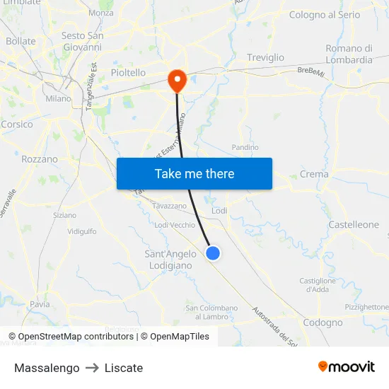 Massalengo to Liscate map