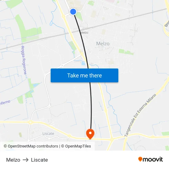 Melzo to Liscate map