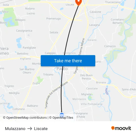Mulazzano to Liscate map