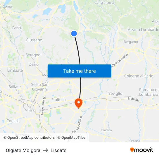 Olgiate Molgora to Liscate map