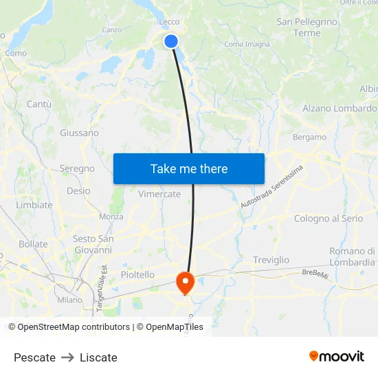 Pescate to Liscate map