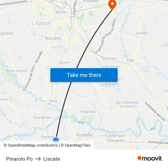 Pinarolo Po to Liscate map