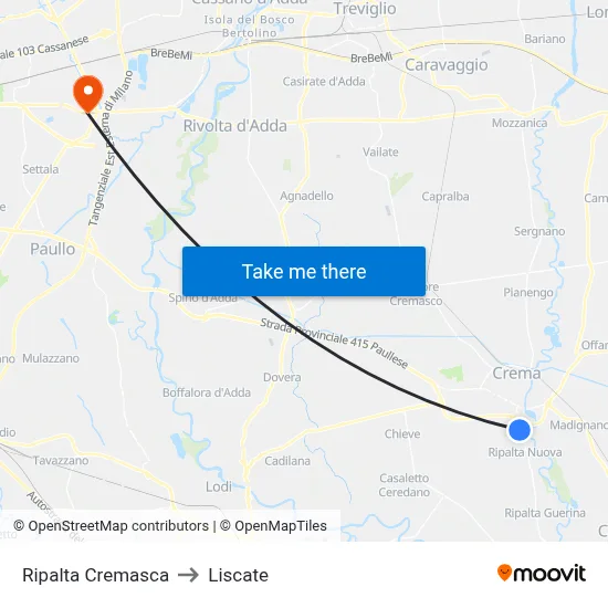Ripalta Cremasca to Liscate map