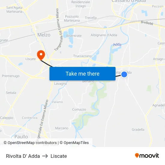 Rivolta D' Adda to Liscate map