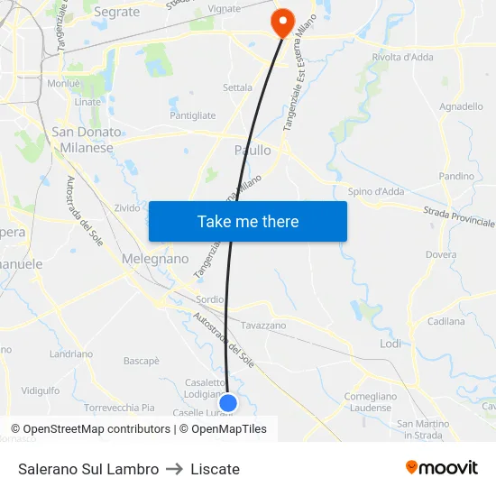 Salerano Sul Lambro to Liscate map