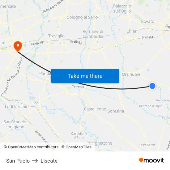 San Paolo to Liscate map