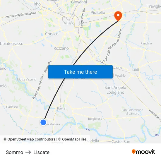 Sommo to Liscate map