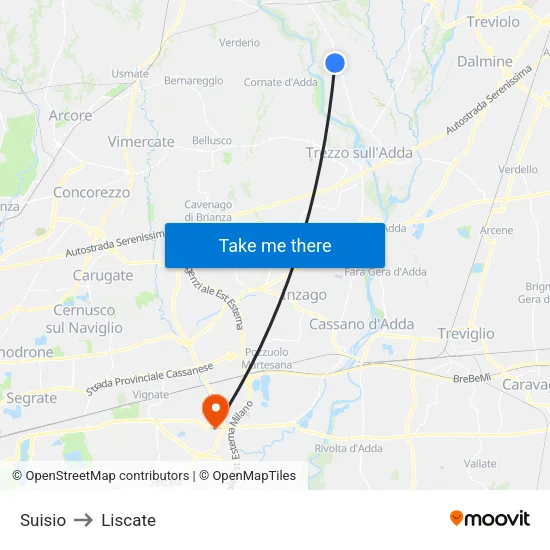 Suisio to Liscate map