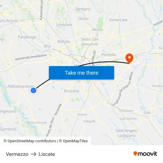 Vermezzo to Liscate map