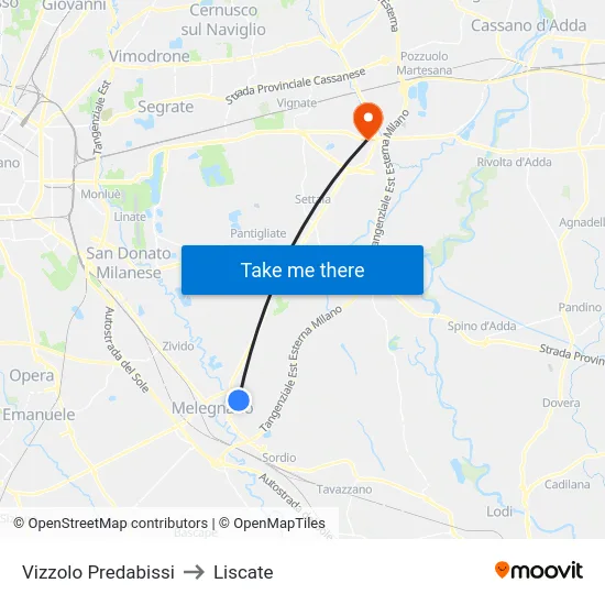 Vizzolo Predabissi to Liscate map