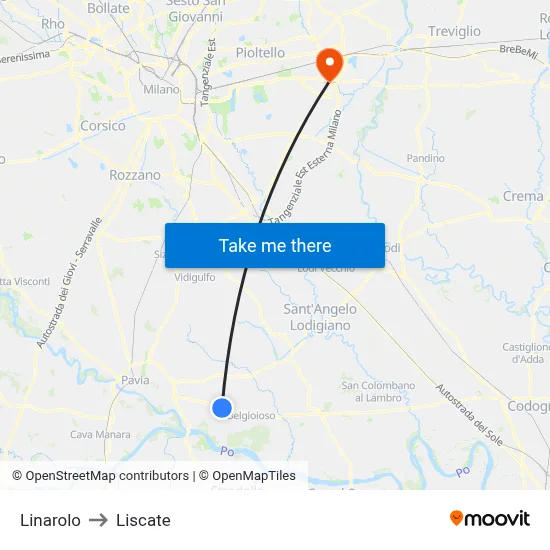 Linarolo to Liscate map