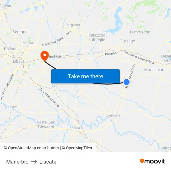 Manerbio to Liscate map