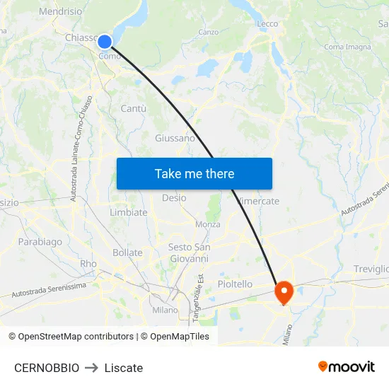 CERNOBBIO to Liscate map