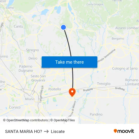 Santa Maria Ho? to Liscate map