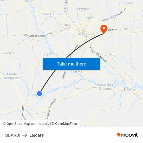 Suardi to Liscate map
