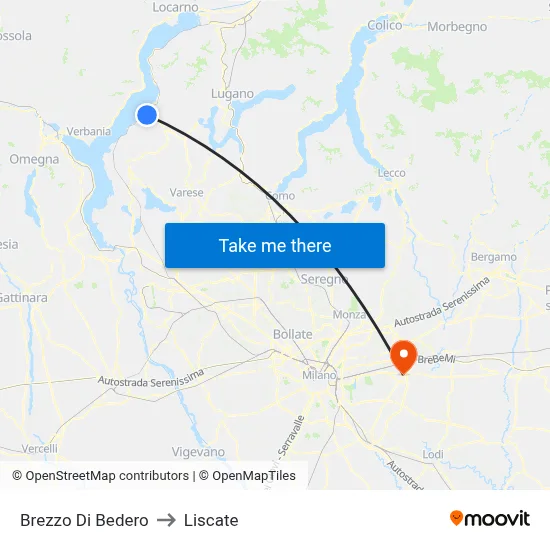 Brezzo Di Bedero to Liscate map