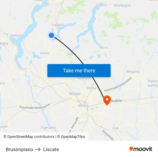 Brusimpiano to Liscate map