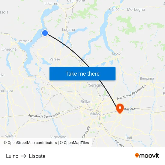 Luino to Liscate map