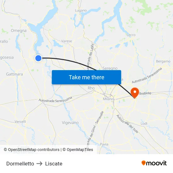 Dormelletto to Liscate map