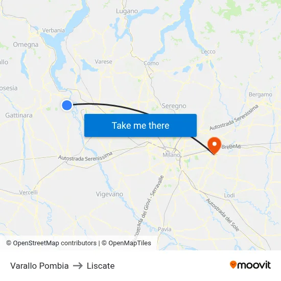 Varallo Pombia to Liscate map