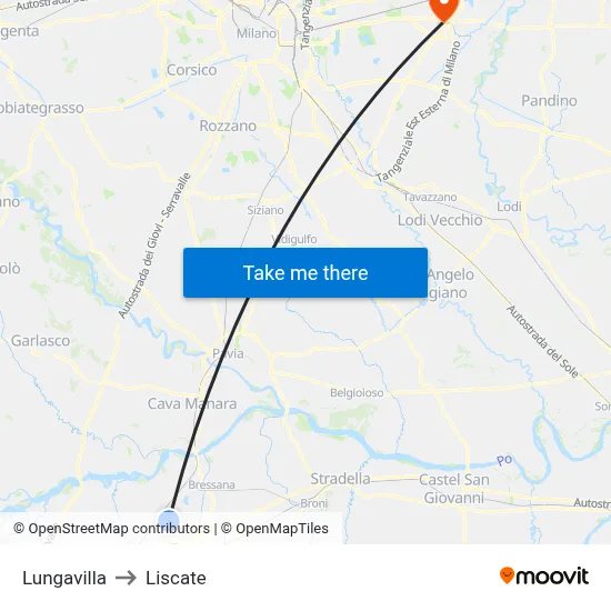 Lungavilla to Liscate map