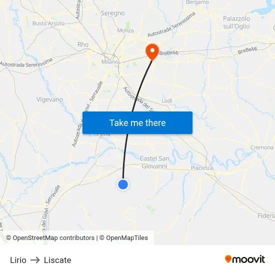 Lirio to Liscate map
