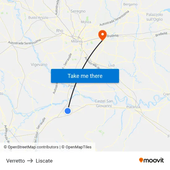 Verretto to Liscate map