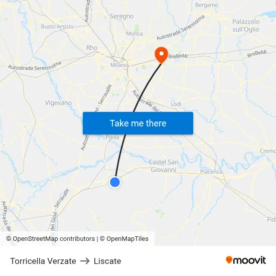 Torricella Verzate to Liscate map