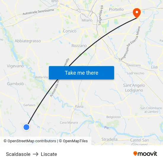 Scaldasole to Liscate map