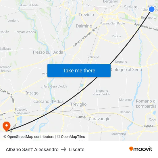 Albano Sant' Alessandro to Liscate map