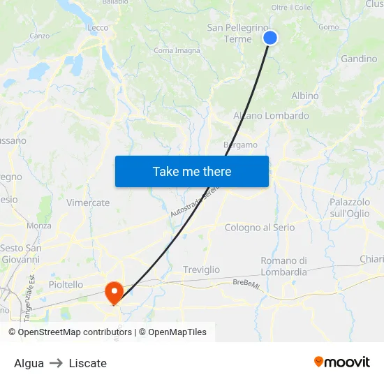 Algua to Liscate map